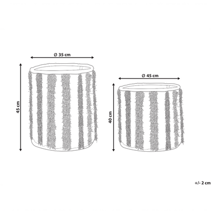 Set of 2 Storage Boxes Beige Cotton Laundry Baskets 40 45cm