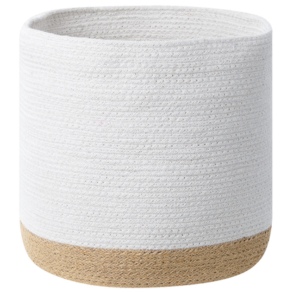 Boho Cotton Jute Storage Baskets Set Of 3 White Natural