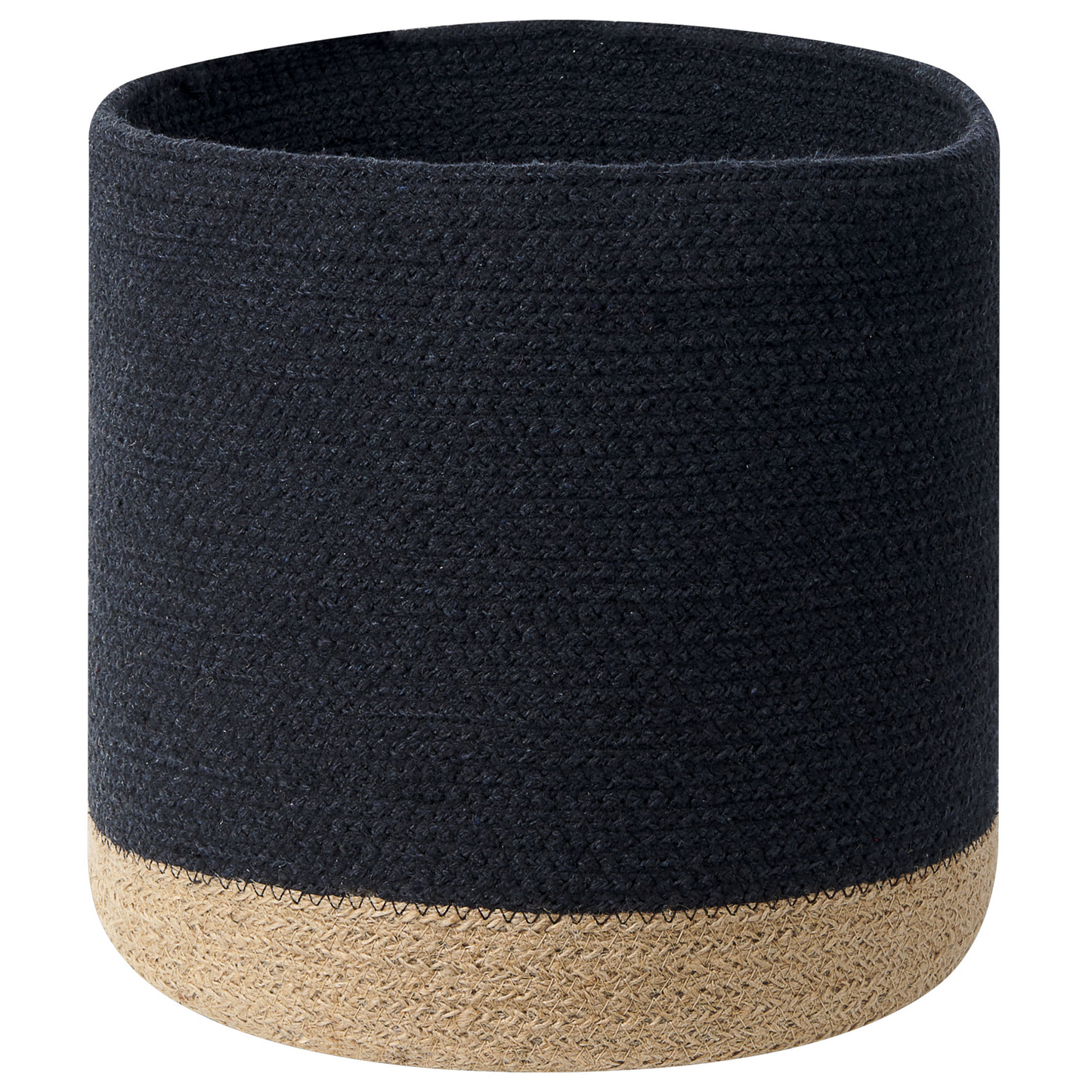 Set Of 3 Cotton Jute Storage Baskets Black And Natural