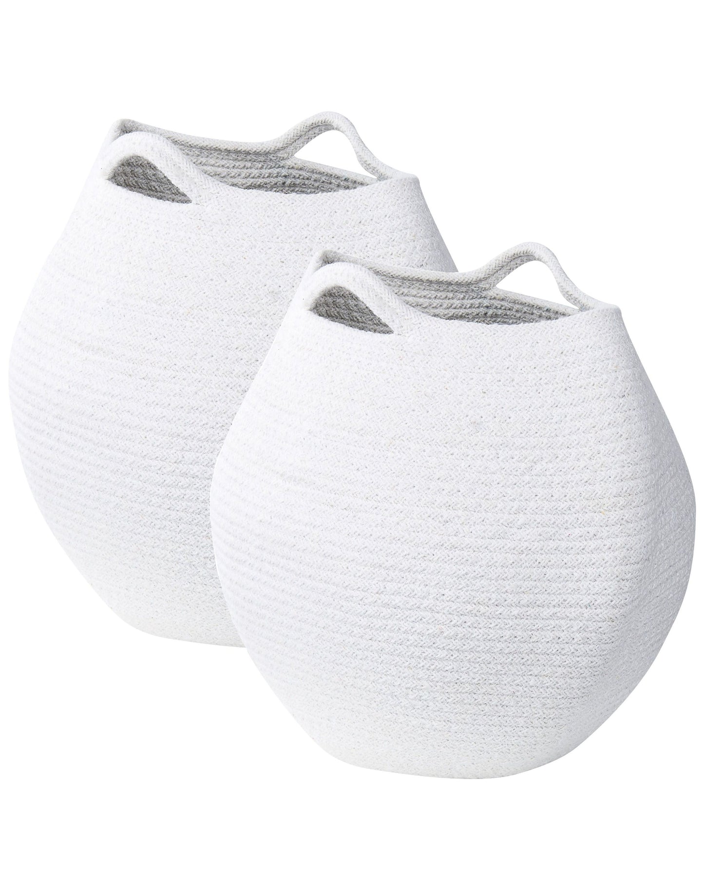 Handwoven Cotton Storage Baskets Set of 2 20 x 30cm White