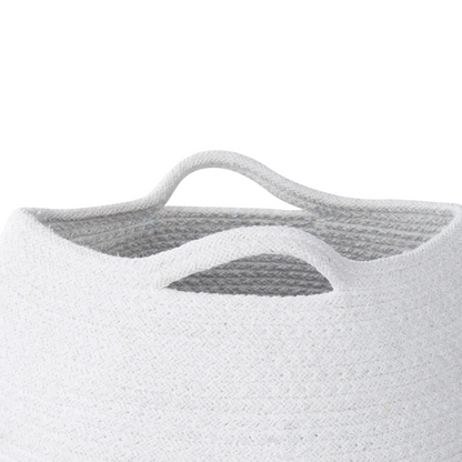 Handwoven Cotton Storage Baskets Set of 2 20 x 30cm White