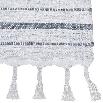 Area Rug Off White Stripe Modern 160 x 230cm Handwoven Recycled Indoor Outdoor