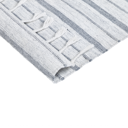 Area Rug Off White 80 x 150 Handwoven Recycled Material Stripe Modern