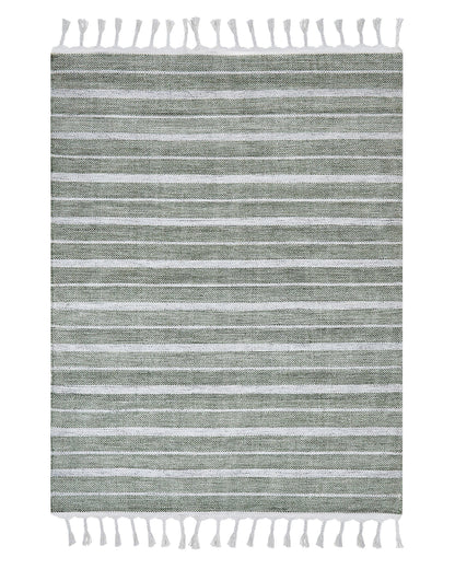 Green Area Rug 140 x 200cm Handwoven Recycled Stripe