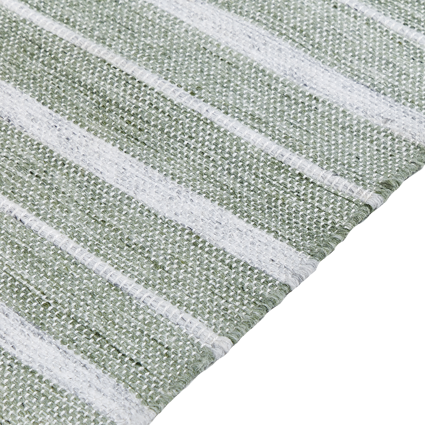 Green Area Rug 140 x 200cm Handwoven Recycled Stripe