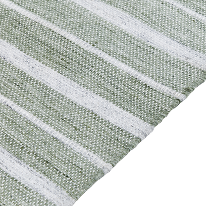 Green Area Rug 140 x 200cm Handwoven Recycled Stripe