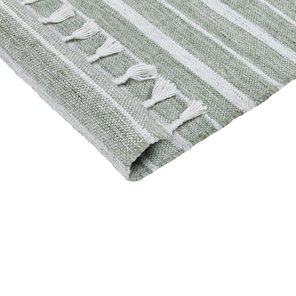 Green Area Rug 140 x 200cm Handwoven Recycled Stripe
