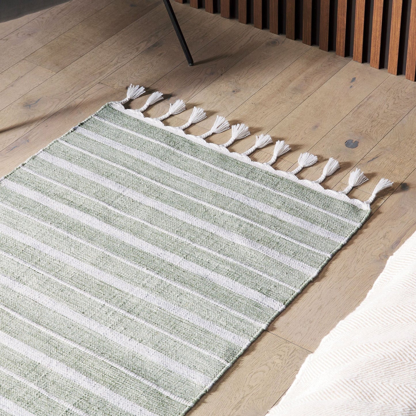 Recycled Area Rug Green Stripe 80 x 150cm Modern
