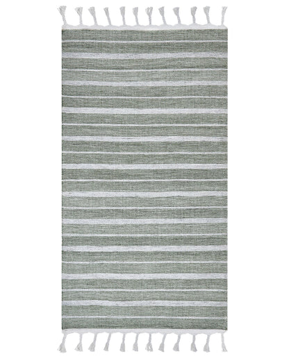 Recycled Area Rug Green Stripe 80 x 150cm Modern