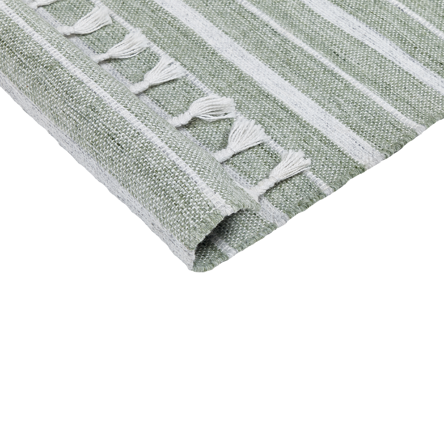 Recycled Area Rug Green Stripe 80 x 150cm Modern