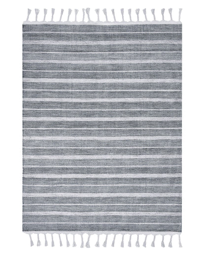 Area Rug Light Grey 140 x 200cm Modern Stripe Pattern