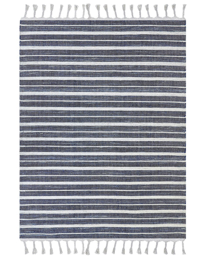 Area Rug Blue 160 x 230cm Handwoven Recycled Materials Indoor Outdoor Stripe Pattern Modern