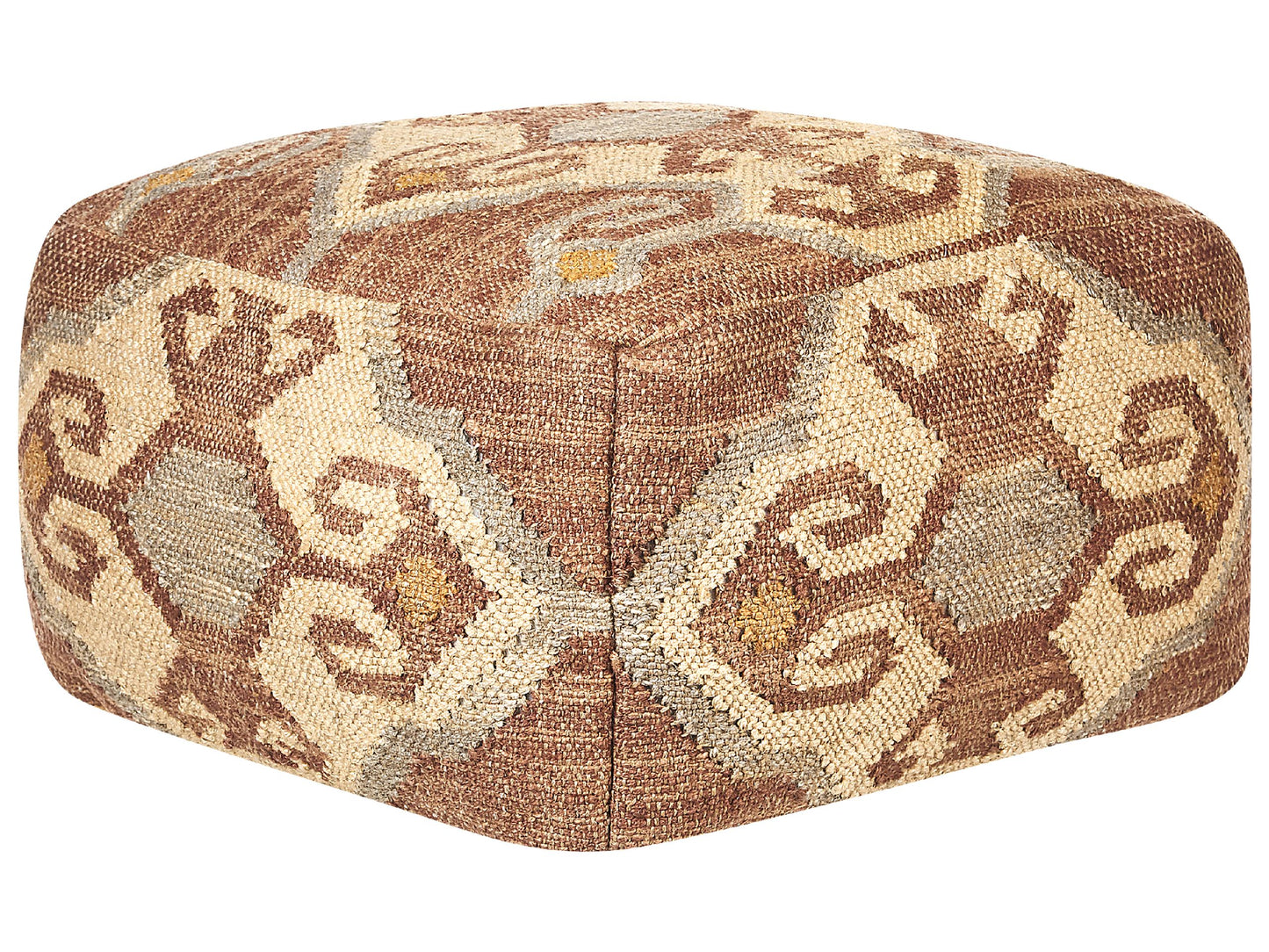 Pouffe Multicolour Jute Wool 50 x 50 x 30cm Boho Footstool