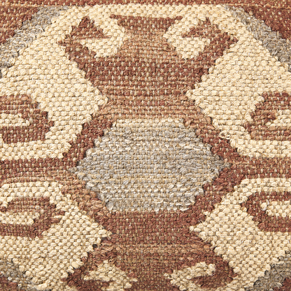 Pouffe Multicolour Jute Wool 50 x 50 x 30cm Boho Footstool