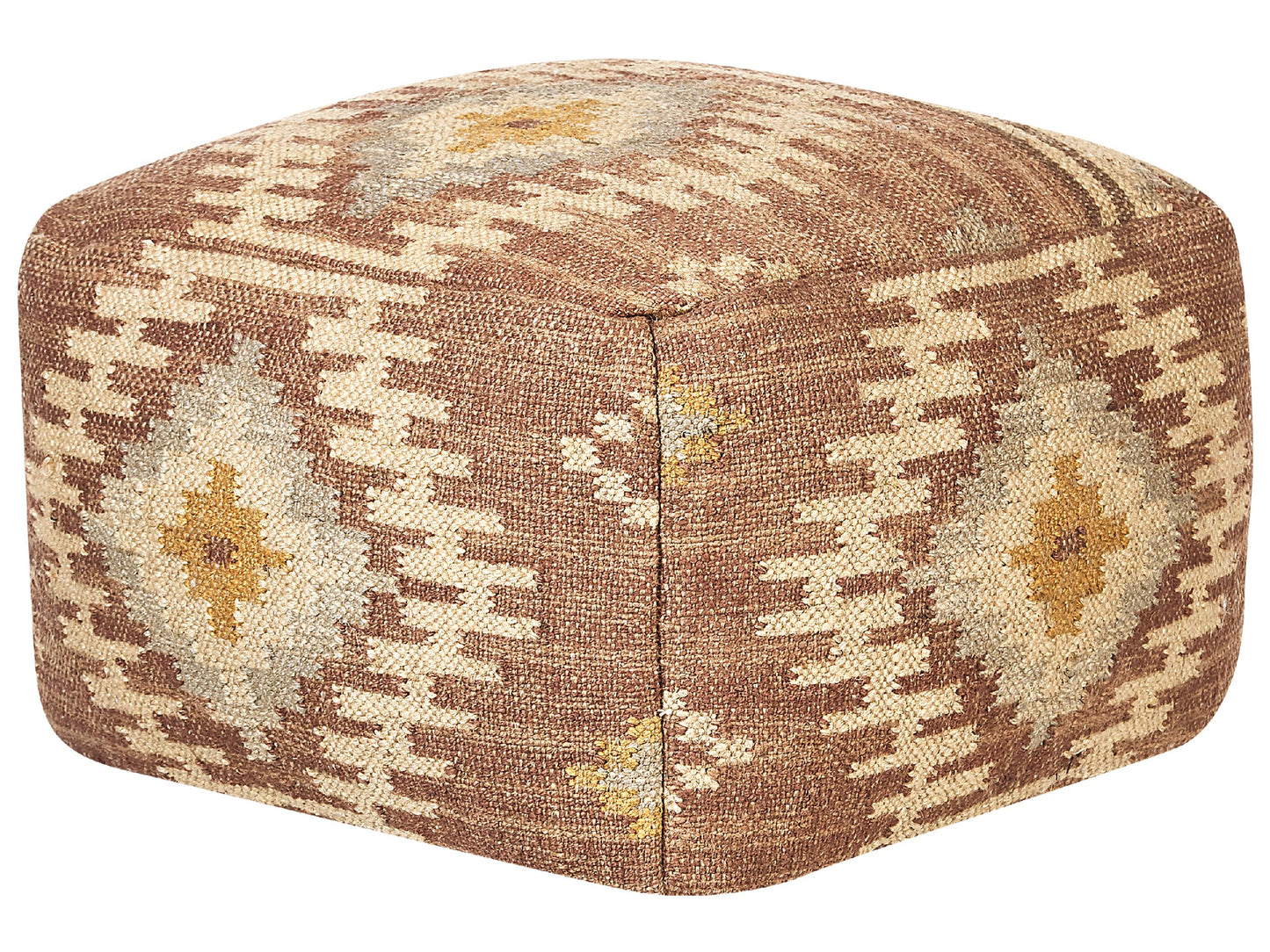 Multicolour Pouffe 50 x 50 Jute Wool Geometric Boho