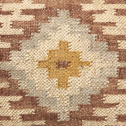 Multicolour Pouffe 50 x 50 Jute Wool Geometric Boho