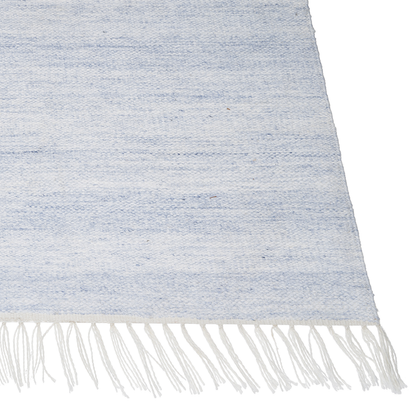 Recycled PET Rug Light Blue 80 x 150cm Indoor Outdoor Fringe