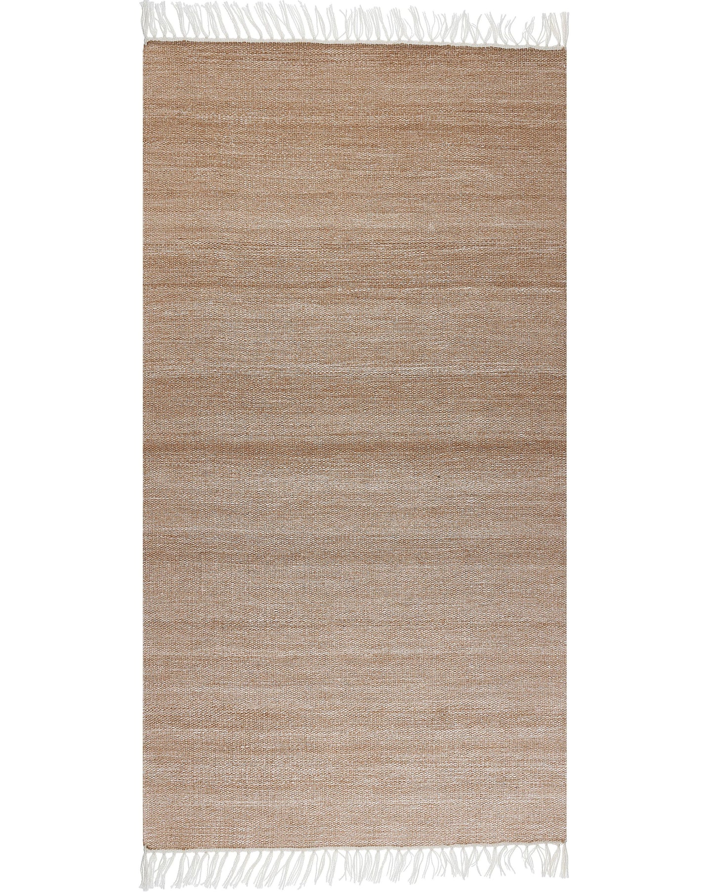 Recycled PET Area Rug Beige 80 x 150cm Indoor Outdoor With Fringe Durable Pet Friendly