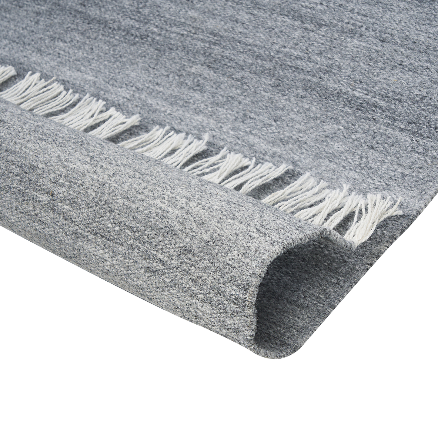 Area Rug Grey Recycled PET 160 X 230cm Indoor Outdoor With Fringe Durable and Easy Clean