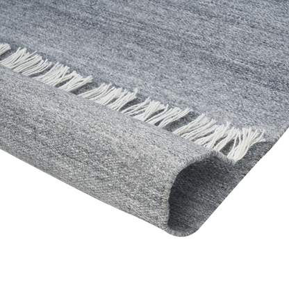 Area Rug Grey Recycled PET 160 X 230cm Indoor Outdoor With Fringe Durable and Easy Clean