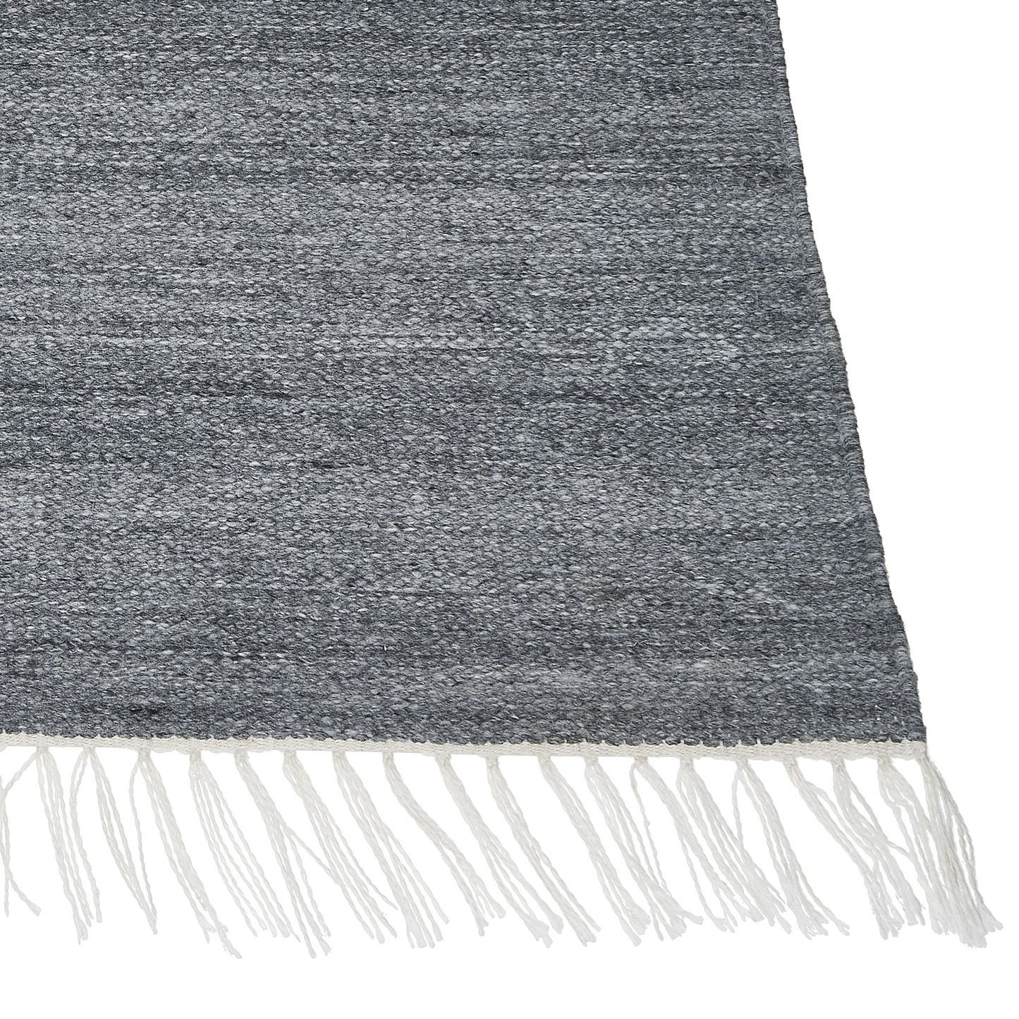 Area Rug Grey Recycled PET 160 X 230cm Indoor Outdoor With Fringe Durable and Easy Clean