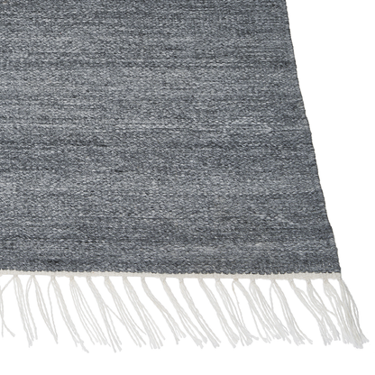 Area Rug Grey Recycled PET 160 X 230cm Indoor Outdoor With Fringe Durable and Easy Clean