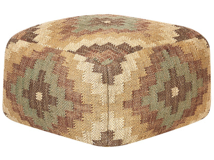 Loom Kilim Pouffe Multicolor Jute Wool 50 x 50cm