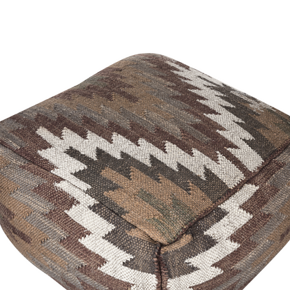 Multicolour Jute Wool Pouffe 50 x 50 x 30cm Geometric Pattern Upholstered Footstool