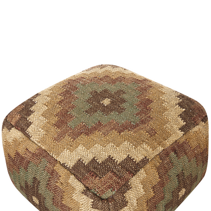 Loom Kilim Pouffe Multicolor Jute Wool 50 x 50cm