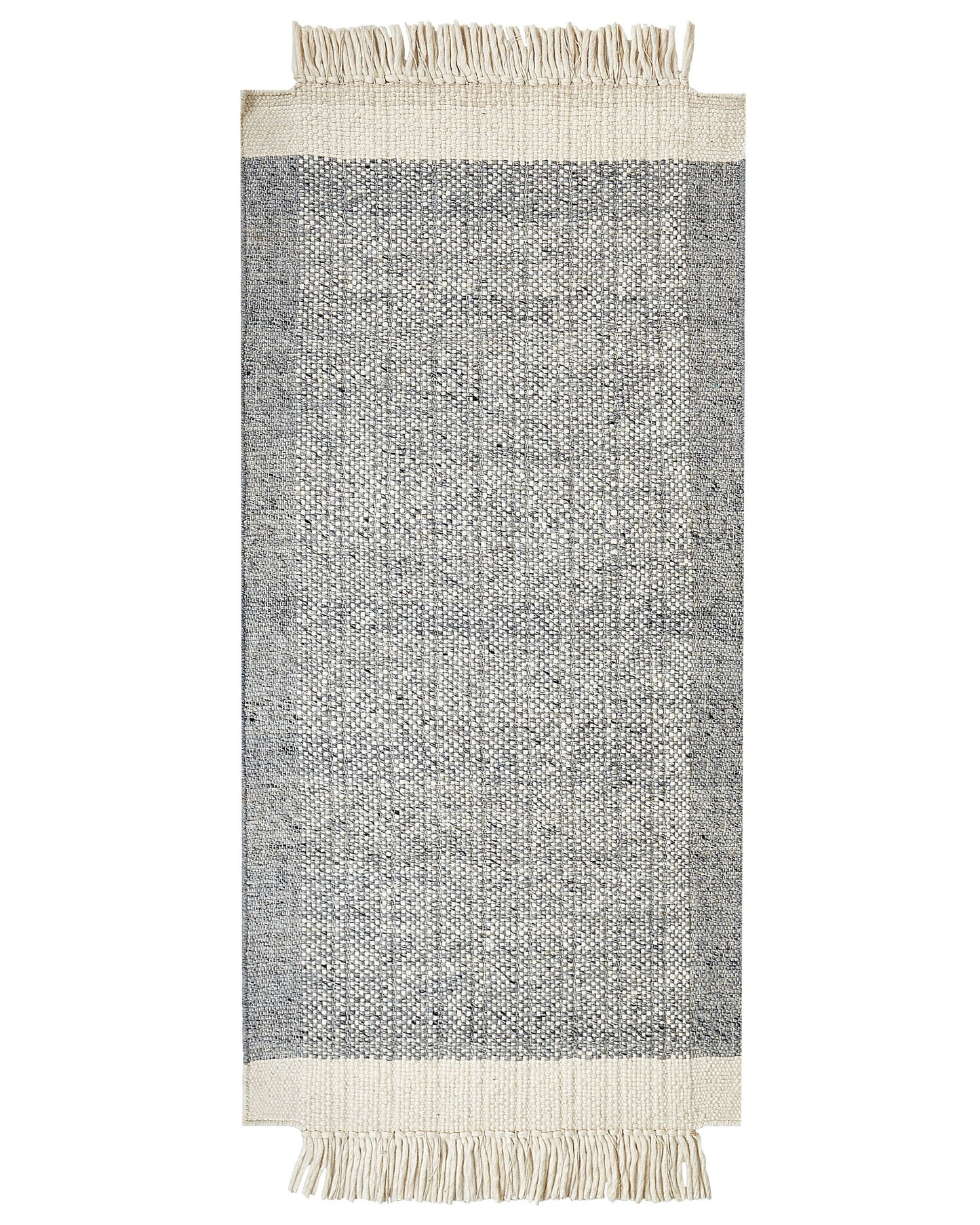 Grey And Off White Wool Area Rug 80 X 150cm Handwoven Modern Design Premium Quality