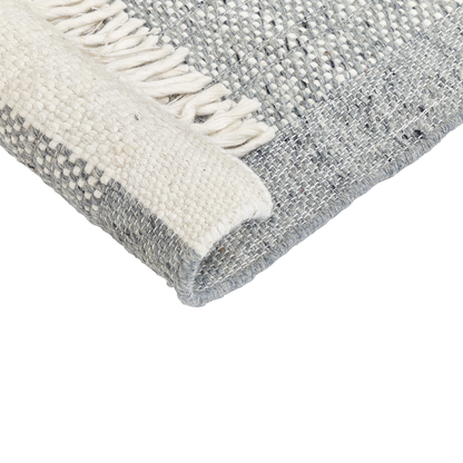Grey And Off White Wool Area Rug 80 X 150cm Handwoven Modern Design Premium Quality