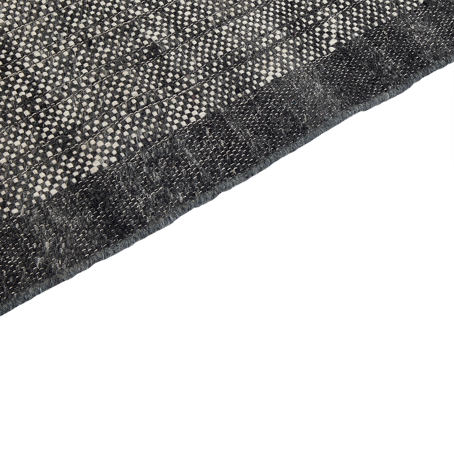 Wool Area Rug Black Off-White 80 x 150cm Hand Woven Tassels