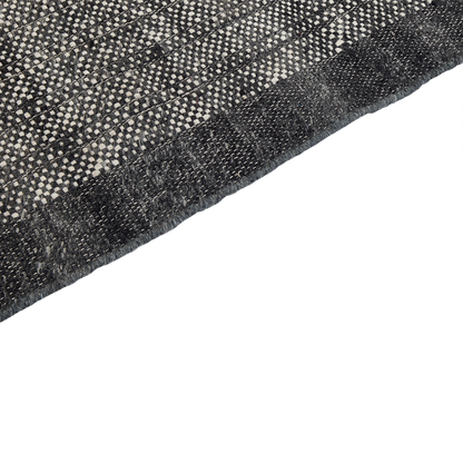 Wool Area Rug Black Off-White 80 x 150cm Hand Woven Tassels