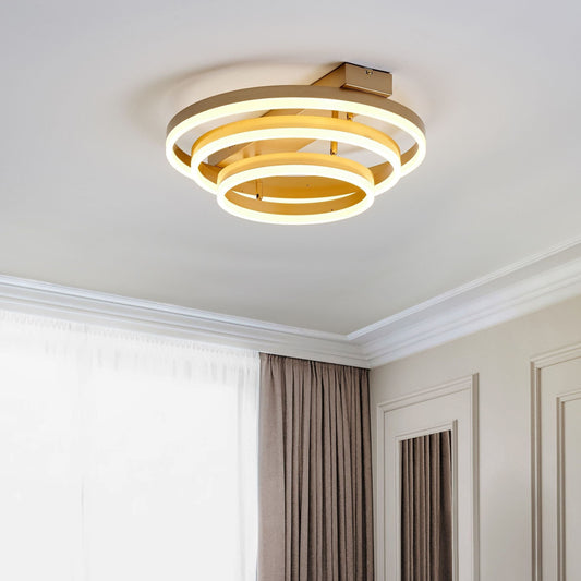 PS Ceiling Lamp Gold Aluminum Integrated LED Lights Round Shape Decorative Modern Glamour Lighting