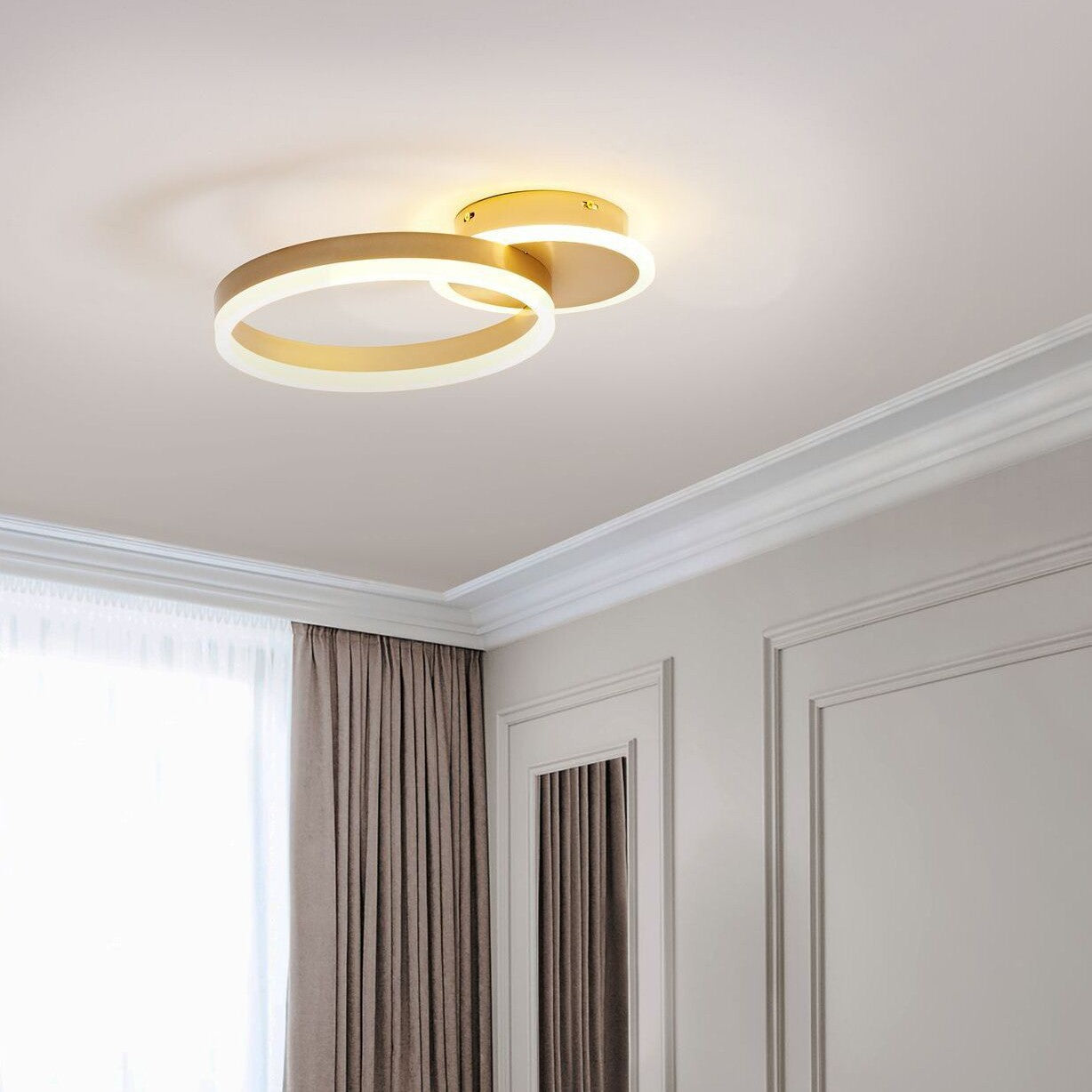 Lighting LED Ring Ceiling Lamp Gold Aluminum Minimalist Circle Ring With Round Base