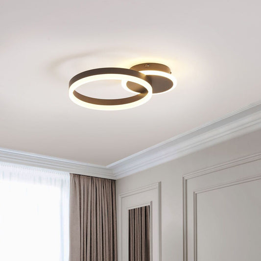 LED Ring Lamp Dark Brown Aluminum Ceiling Light