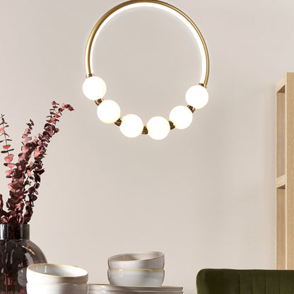 Pendant Lamp Gold Aluminium Integrated LED Round Shape