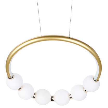 Pendant Lamp Gold Aluminium Integrated LED Round Shape