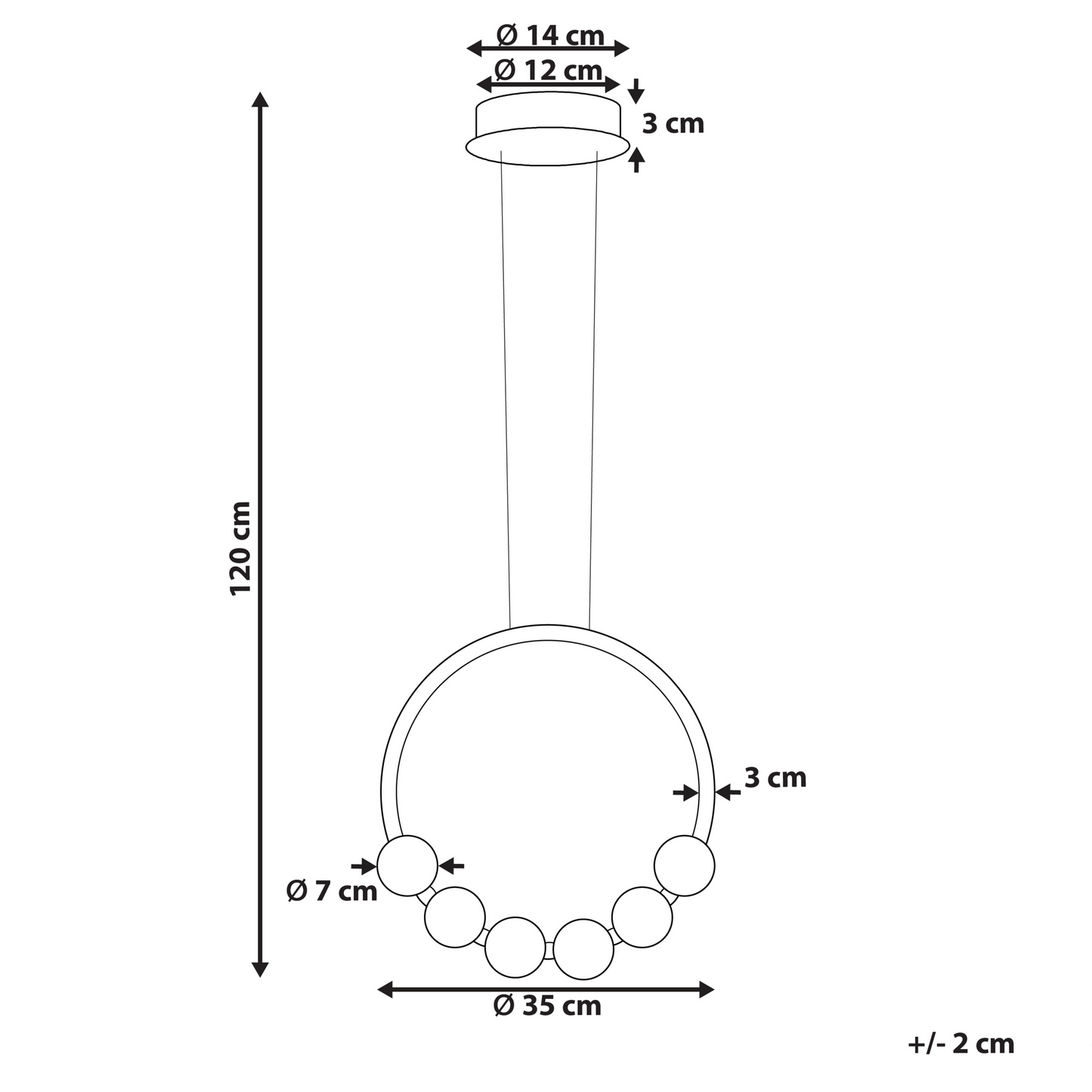 Pendant Lamp Gold Aluminium Integrated LED Round Shape
