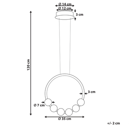 Pendant Lamp Gold Aluminium Integrated LED Round Shape