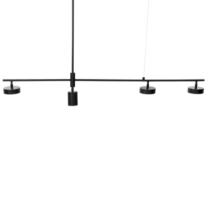 Black Metal 4-Light Track LED Hanging Lamp for Kitchen
