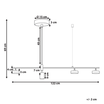 Black Metal 4-Light Track LED Hanging Lamp for Kitchen