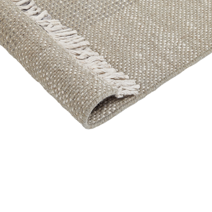 Home Grey Wool Cotton Rug 80 X 150cm Hand Woven Flat Weave With Tassels Premium