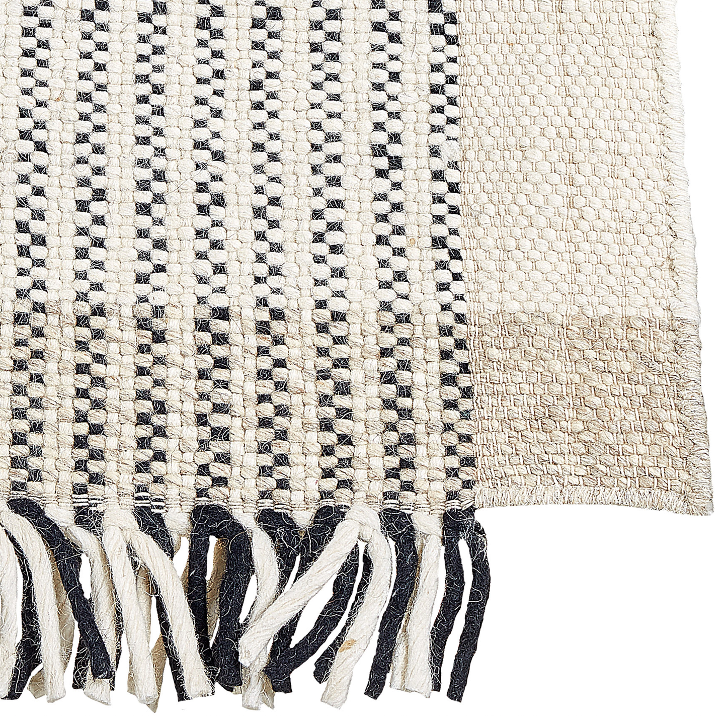 Handwoven Flatweave Rug Beige And Black 80 x 150 Tassels