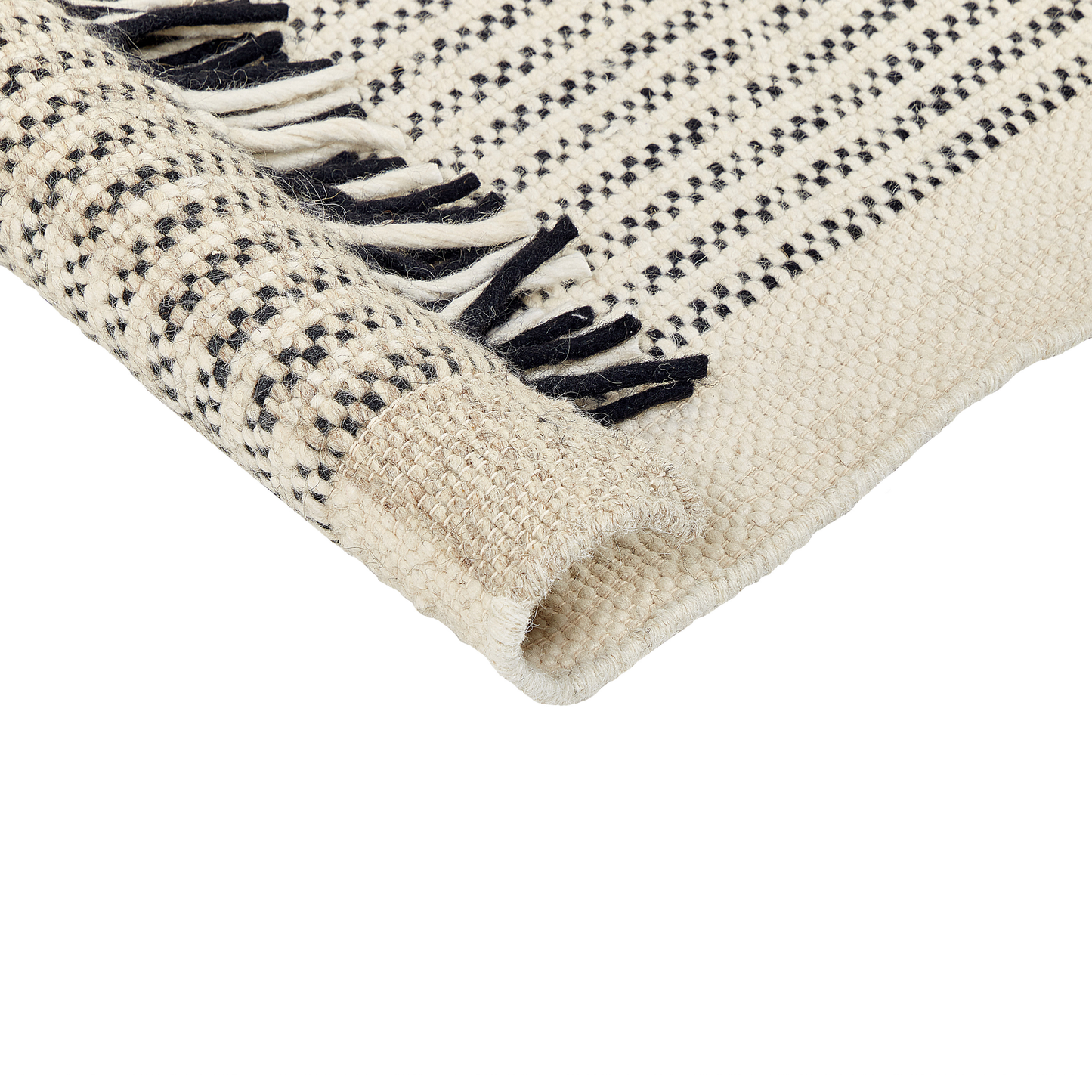 Handwoven Flatweave Rug Beige And Black 80 x 150 Tassels