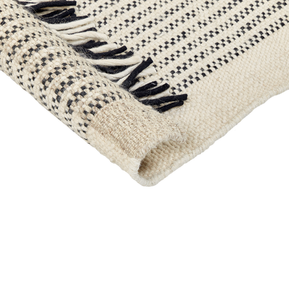 Handwoven Flatweave Rug Beige And Black 80 x 150 Tassels