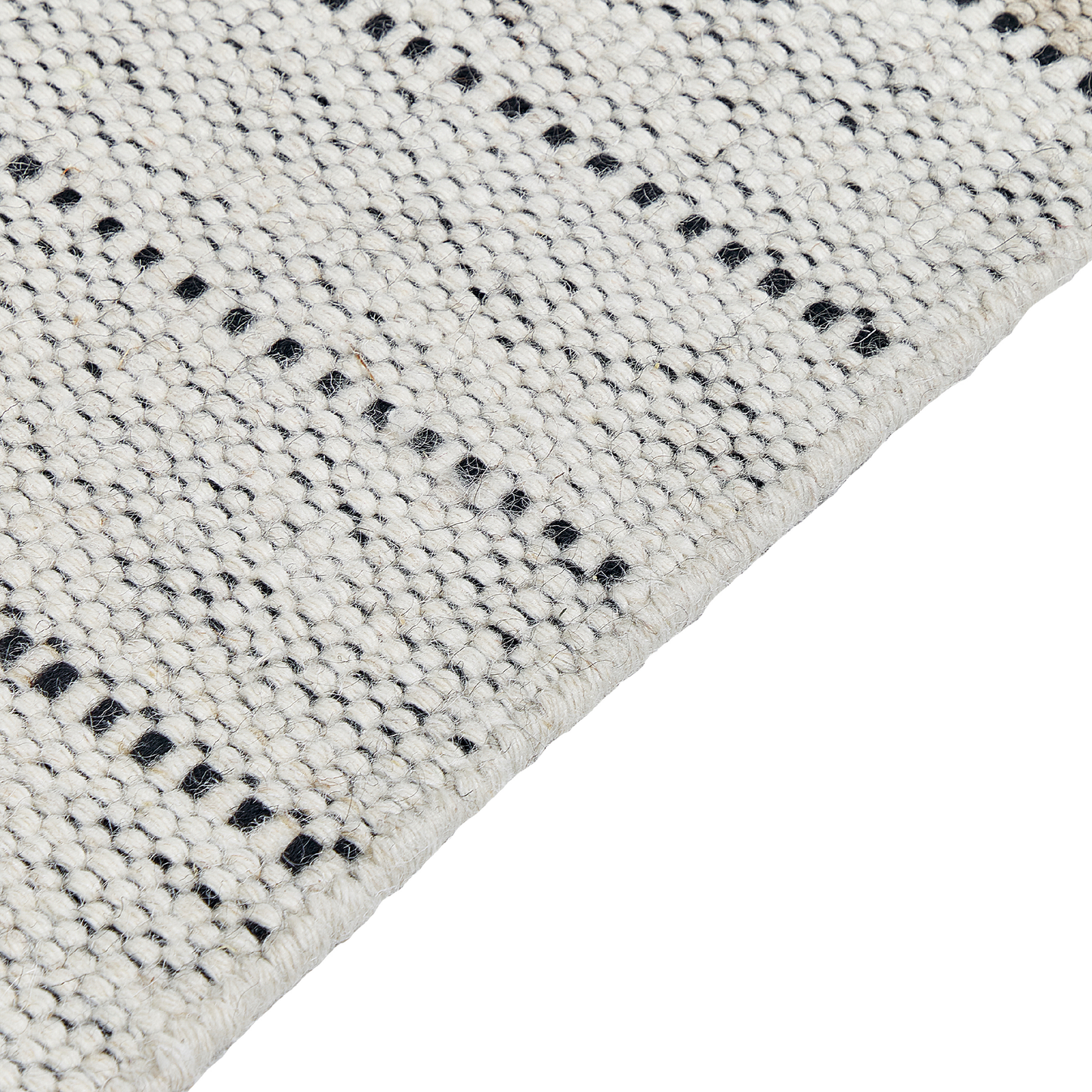Hand Woven Flat Weave Rug 80 x 150 Beige Black Tassels