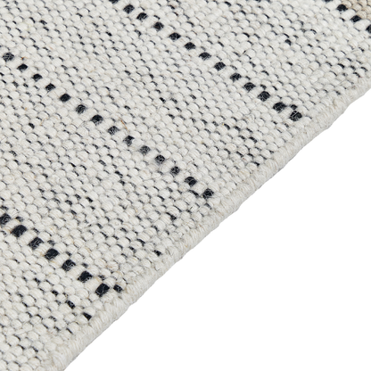 Hand Woven Flat Weave Rug 80 x 150 Beige Black Tassels