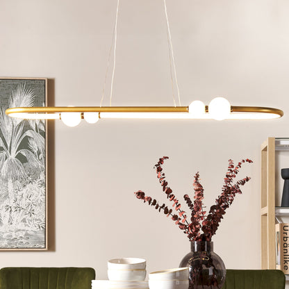 Lighting Gold Pendant Lamp With Integrated LED Oval Shape