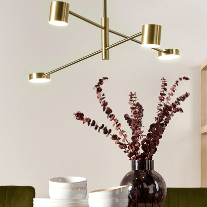 Four Light Pendant Lamp With Gold Metal Frame Minimalist Modern Ceiling Light